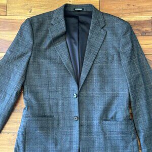 Express Charcoal Glen Plaid Slim Suit 40R